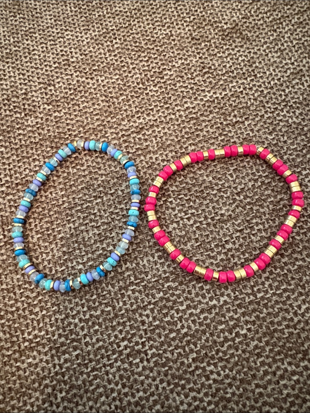BaubleBar Pink & Blue Stretch Beaded Bracelet Duo